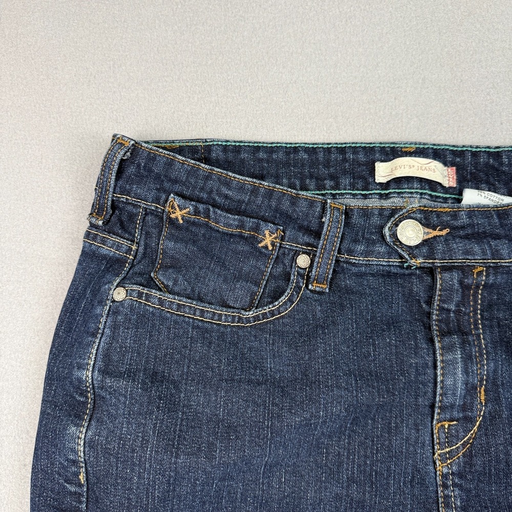 Levis Womens Denim Skirt Size 10 Dark Wash Midi Stretch Classic Jean Skirt Vtg - Picture 2 of 12